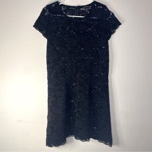 Club Monaco Little Black See Through Lace Short Sleeve Mini Dress Size 00 Goth